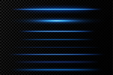 Poster - Horizontal neon lines.Blue speed lines.Motion light effect.Vector. red