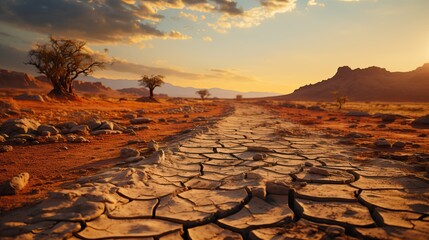 Poster - a dry cracked ground in a desert