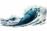 Fototapeta  - Large wave on white background, sea, ocean. Generative AI