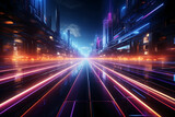 Fototapeta Londyn - Modern neon light moving high speed background. AI generative