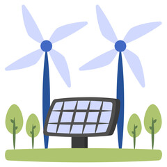 Wall Mural - Conceptual flat design icon of renewable energy