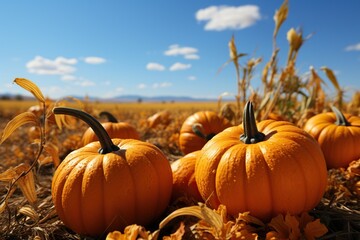 Wall Mural - pumpkin on a field