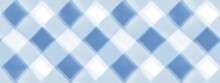 Seamless Diagonal Gingham Checker Pattern Pastel Cobalt Blue White. Contemporary Light Turquoise Linen Textured Diamond Background. Baby Boy Trendy Striped Checks Textile, Nursery