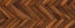 Seamless classic parquet wood floor background texture. Tileable stained brown redwood, oak, pine hardwood woven checker repeat pattern. Wooden laminate, linoleum tiles