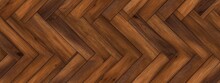 Seamless Classic Parquet Wood Floor Background Texture. Tileable Stained Brown Redwood, Oak, Pine Hardwood Woven Checker Repeat Pattern. Wooden Laminate, Linoleum Tiles