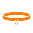 orange cat and dog collar and paw animal icon