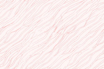 Dynamic hand drawn root texture, diagonal vector seamless pattern, organic pastel pink and white background.