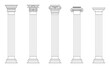 Greek roman column pillar ancient architecture line art set