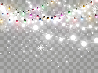 Wall Mural - Vector illustration of a light garland on a transparent background.	

