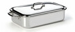 Rectangular pan with lid and handles in a silver color