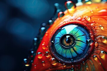 Canvas Print -  a close up of an eye with drops of water on it.  generative ai