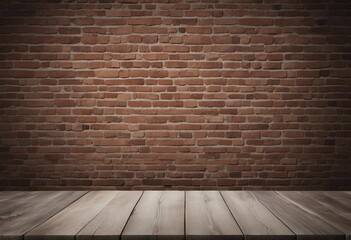  Rustic Exposed Brick Wall with Worn Farmhouse Table Minimalist Product Backdrop Background Neutral 