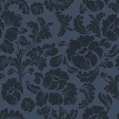 Seamless pattern with vintage abstract floral ornaments, baroque, victorian, regency, modernist and art nouveau style