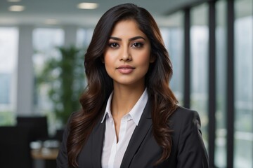 businesswoman office young indian girl head shot woman portrait. ai generative