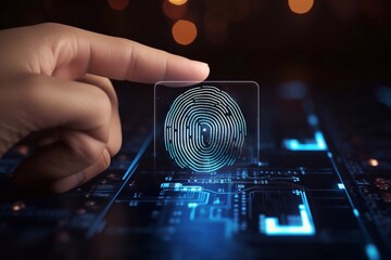 Fingerprint scan provides security access with biometrics identification. Future technology concept. Generative AI