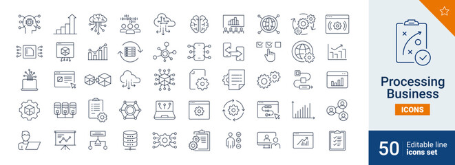 Processing icons Pixel perfect. Technology, graphic, support, ....