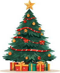 Wall Mural - flat modern vector christmass tree new year gift. AI generated illustration