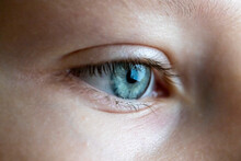 Beautiful Blue Woman Single Eye Close Up.