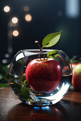 red apple in glass