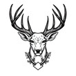 a drawing of a deer head in black and white. Tattoo idea for wildlife, forrest and  hunting theme.