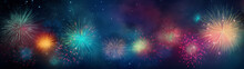 Colorful Fireworks Background Banner, Happy New Year