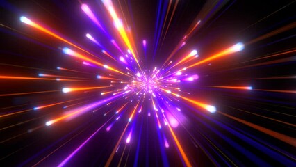 Wall Mural - bright flying lines. laser beams slowly emerge from the darkness. abstract background in blue, yello