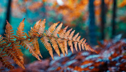 Sticker - fern leaf in the nature in autumn season