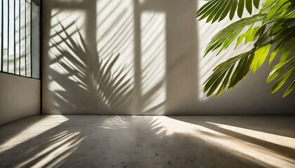 Canvas Print - display room interior with natural leaf shadow