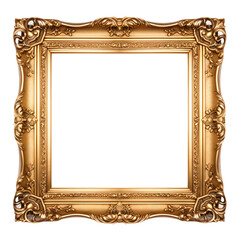 Wall Mural - Antique square picture frame made out of gold isolated, Luxury square picture frame 