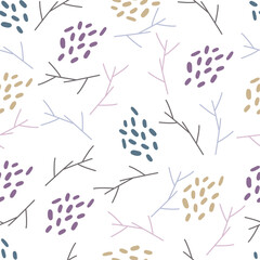 pattern with twigs nature doodle simple vector 2