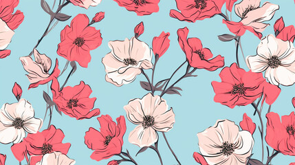 Wall Mural - seamless background with poppies