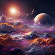 Creative cosmic astronomy landscape with space, with soft, tonal light red and purple colors.Futuristic microwave background.