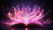  an open book with a pink and purple design on it.  generative ai