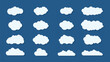 Collection of paper cut cloud icons. Vector illustration