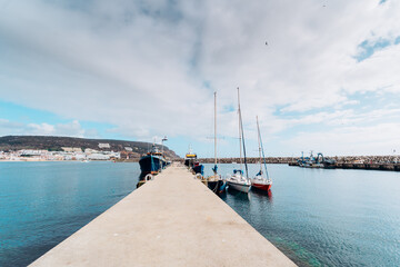 Poster - Marina harbour with fishing yachts in Sesimbra, Portugal