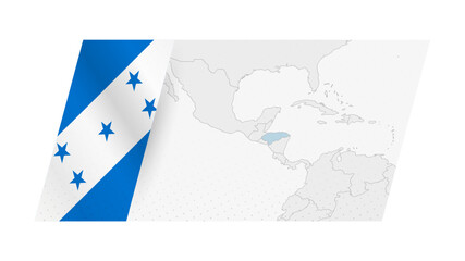 Wall Mural - Honduras map in modern style with flag of Honduras on left side.