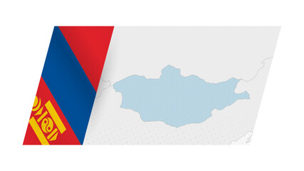 Wall Mural - Mongolia map in modern style with flag of Mongolia on left side.