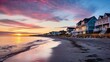 Sunrise view of beachfront homes in Weekapaug, Westerly, Rhode Island, USA