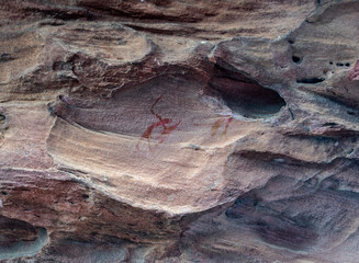 Cave paintings of the Abrigo de los cazadodres del Navazo, Pinares Rodeno, Sierra de Albarracín, Albarracín, Aragón.