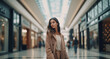 © michalsen - Portrait of a woman in the city. Smiling young woman on blurry background with city lighting. Generative artificial intelligence