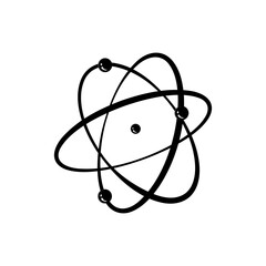 Poster - scientific atom orbit cartoon. chemistry chemical, element power, circle nucleus scientific atom orbit sign. isolated symbol vector illustration