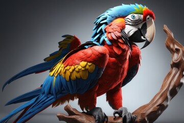 Wall Mural - Colorful Scarlet Macaw parrot against jungle background