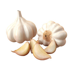 Garlic and cloves, isolated on transparent 