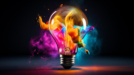 Wall Mural - light bulb splash of colors