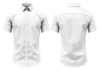Wall Mural - set of white short sleeve shirt designs with front and back views, isolated on transparent background, generative ai