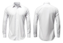 set of white long sleeve shirt designs with front and back views, isolated on transparent background, generative ai
