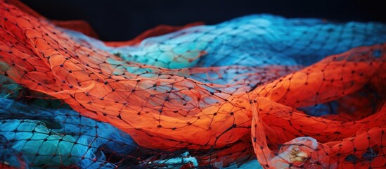 Fishing nets close up Background image fishing and fish stock overfishing