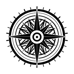 Wall Mural - compass icon in flat design. black compass symbol. navigation tool icon.