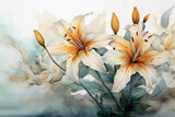 Fototapeta Kwiaty - sztuka komputerowa pokazujaca namalowane piekne kolorowe kwitnace kwiaty,