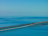 Aerial telephoto Florida Keys Seven Mile Bridge old and new